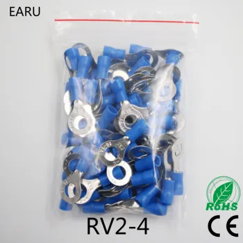 RV2-4 Modra Obroča Izolirana Žica Priključek Električni Crimp Priključni Kabel Žico Priključek za 1.5-2.5mm2 100 KOZARCEV/Paket RV2.5-4 RV