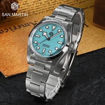 San Martin Explorer Limited Edition 36mm Watch Letnik Mehanske PT5000 Gibanje 10BAR Nepremočljiva Mens Samodejni Watch