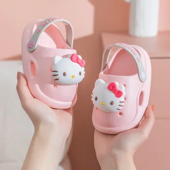 Sanrio Hello Kitty otroške Copate Non-slip Dekleta Sandali Sandali Luknjo Čevlji Plaži Čevlji Hišne Copate