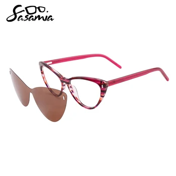 SASAMIA Polarizirana sončna Očala Ženske 2 V 1 Magnetna Sponka Na Očala Acetat Optični Recept za Očala UV400 sončna očala Okvirji