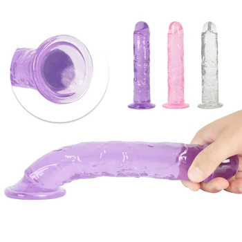 Seks Kristalno Dildo Ne Vibrator Sex Igrače za Žensko Realistični Vibrator Big Dick Mehki Penis Vibarting Vagina Massager Ženske Seks Izdelka