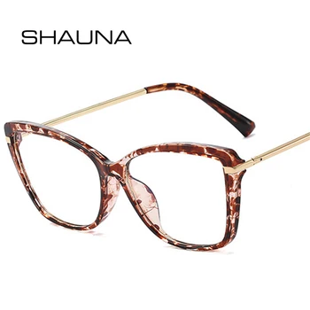 SHAUNA Moda Anti Modra Svetloba Ženske Cat Eye Glasses Okvir Retro TR90 Kovinski Moških Optični Spomladanski Tečaj Očala Okvirji