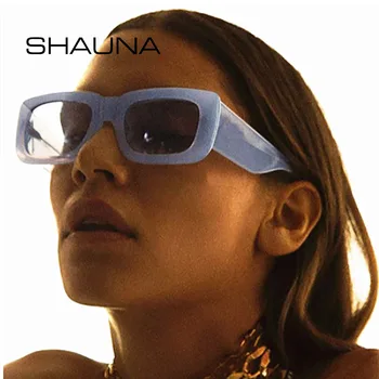 SHAUNA Retro Kvadratnih sončna Očala Ženske Moški Modni Očala za Sonce UV400