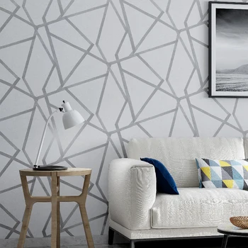 Siva Geometrijske Ozadje Za Dnevno Sobo, Spalnica Sivo Bela Vzorčasta Sodobno Oblikovanje Wall Paper Roll Doma Dekor