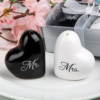 sladko srce ljubezni, Mr & Mrs keramični sol in poper, shaker 2pcs 1sets poroko spominkov pogodbenice prednost korist darilo gost