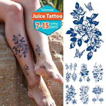 Sok Črnilo Rose Peony Cvet Dekleta Začasne Tetovaže Za Ženske Nepremočljiva Tattoo Nalepke 3D Cvet Lady Ramenski DIY Tatoos