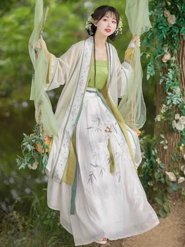 Song Dinastije Hanfu Stari Kostum Pas-dolžino Krila Pravljice Elegantno Kitajski Slog Izboljšano Hanfu Poletje 2022 Obleko za Ženske