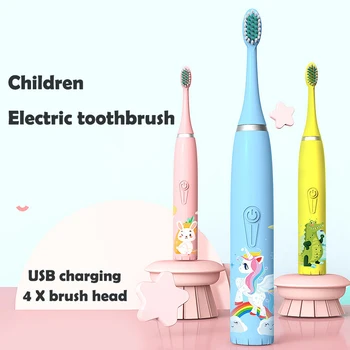 Sonic Električna zobna ščetka za Otroke, Otroci čiščenje, beljenje zob, Polnilne vode, ki so dokaz Zamenjate Zobno Ščetko Glavo