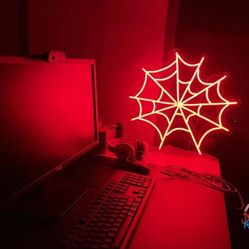 Spider Web Neonske Znaki Ročno izdelan po Meri Poroko LED Luči Mater Dan Arte Moderna Stranka Domov Prilagajan Stanovanje, Dekoracijo Sten