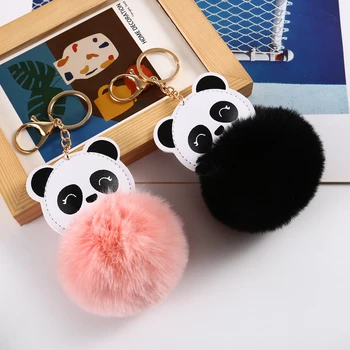 Srčkan Nacionalni Zaklad Panda Keychains Lase Žogo Dodatki Žensk Plišastih Vrečko Obesek za Avto Key Ring Risanka Ornamets