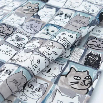 Srčkan Stripi Cat Natisnjeni Platno Tkanine, Bombažne Debele DIY Tekstil Doma Prevleke Prtom Pet Oblačila Needlework Tissus Telas