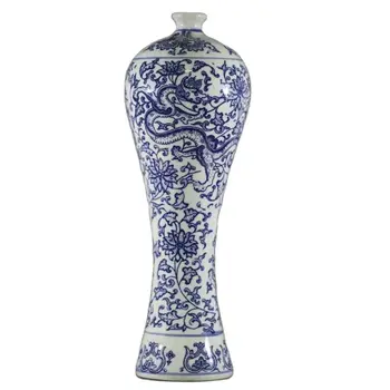 Starinskem Stilu Kitajskih Edinstven Slog, Modra In Bela Porcelanasta Vaza - Dragonic