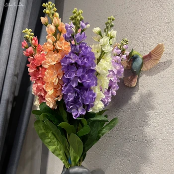 SunMade Mavrica Pastorala Hyacinth Veje z Listi Zelene Ponaredek Cvetje Doma Poročno Dekoracijo Flores Artificales Vijoličen Cvet