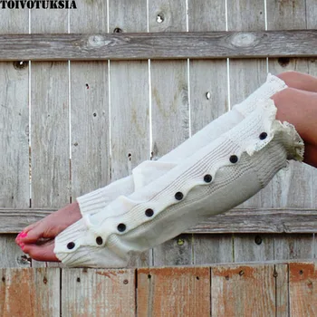 TOIVOTUKSIA Pribor Leg Ogrevalnike Ženske Čipke Gumbi na Debelo Noge Toplejše za Ženske Škorenj Nogavice