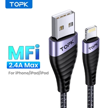 TOPK AN15 MFi USB na Strele Kabel za iPhone 14 Pro Max 13 2.4 Hitro Polnjenje USB Podatkovni Kabel za iPad Zraka Telefon Kabel Polnilnika