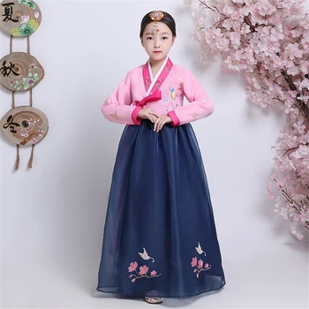 Tradicionalni Korejski Oblačila Dekleta Hanbok Vezenje Dolg Rokav Starodavni Ples Kostum Stopnji Uspešnosti Retro Sodišče Obleko
