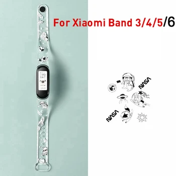 Trak Manšeta za Xiaomi Mi Band 3 4 5 Cvet Natisniti Moda Silikonski Trak Udobno Nošenje Za MiBand 6 5 Športna Zapestnica