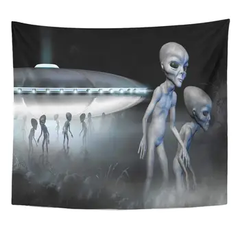 UFO Leteči Krožnik in Dva Siva Realne Tujec Doma Dekor Steni Visi za dnevno Sobo, Spalnica Domu