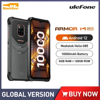 Ulefone Moč, Oklep 14 Pro Krepak Telefon IP68 Vodotesen 6.52 Inch Android 12 Pametni 6GB 128GB Helio G85 MobilePhone 10000mAh