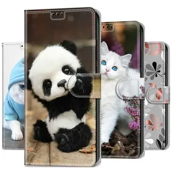 Ultra Tanek Naslikal Telefon Lupini Denarnice Za iPhone 11 12 13 Pro Max XR 6 6S 7 8 MP 2020 7G 8G Mačka Panda Flip Primerih Knjigo Kritje D08G