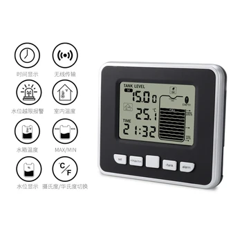 Ultrazvočno Vode Digitalni Prikaz Alarma Ultrazvočno Rezervoar Tekočine Merilnik Ravni S Senzor Temperature merilnik Nivoja Monitor