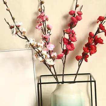 Umetno Cvetje Japonska Sliva Cveti Ponaredek Cvetje flores Sakura Veje Poročni Sobi Doma Dekoracijo Namizni Dekor