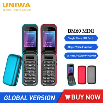 UNIWA 8star BM60 Mini Telefon 2G GSM Flip mobilni telefon Bluetooth Izbiranje Mobilni Telefon in Eno Nano SIM Telefoni Magic Voice 300mAh