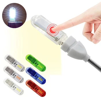 USB LED Mini Touch Stikalo Luči Desk Bralna Lučka za Prenosni Prilagodljiv Nočne Luči Prostem Kampiranje Spalnica Branje Noč Svetlobe