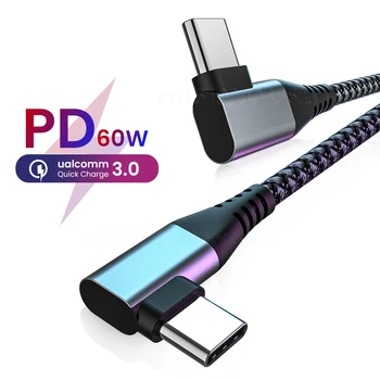 USB Tip C Tip C Komolec Kabel za 90 Stopinj PD 60 W Hitri Polnilnik Mobilnega Telefona, Hitro Polnjenje Kabel Za Huawei iPad, Macbook Samsung