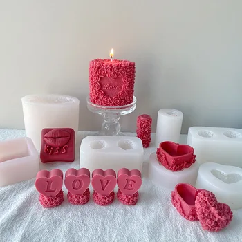 Ustvarjalne Valentinovo Darila Silikonsko Plesni Čokolado, Sladkarije Torta Dekoraterstvo Plesni DIY Rose Srce Ljubezni Aromaterapija Sveča Plesni