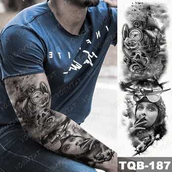Velika Polno Roko Nepremočljiva Začasni Tattoo Nalepke Bojevnik Vojak Vitez Flash Tatto Moški Ženske Body Art Ponaredek Rokav Tetovaže