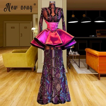 Vestidos de Gala Elegantno Vijolična Prom Stranka Obleke za Ženske Luksuzni Beaded Večerno obleko 2022 Poročno Obleko Afriških Oblačilih, Longue