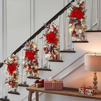 Viseče Stopnice Garland Steni Visi Doma Dekor Rože, Umetne Rastline Božični Okraski za Dom Steni Visi Dekor