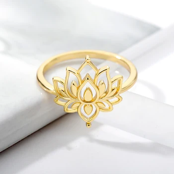 Votlo Lotus Flower Obroči Za Ženske Zlata Barva Nerjavnega Jekla, Zaročni Poročni Prstan Ženski Nakit Punco, Darilo Za Rojstni Dan
