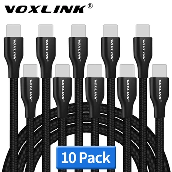 VOXLINK Kabel USB 10Pack Najlon Pleteni za iphone X XS Hitro Polnjenje, Sinhronizacijo Podatkov 2.4 Za iphone xr max lightning kabel za polnjenje