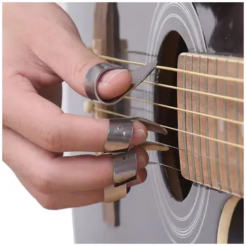 VROČE-3 Prst Izbirčen + 1 Palec Pick Set Kovinskih Kitara Prst Kitara Fingerpicks Kitare Dodatki