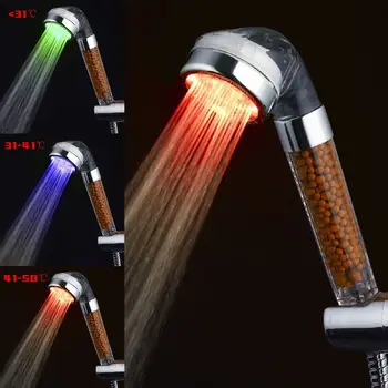 Vroče Kopalnica Tuš SPA 3 Barvna Lučka LED tuš Temperatura vode pod nadzorom vidni showerhead mineralni Filter za Tuš glavo Darilo