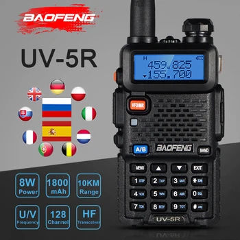 Walkie Talkie Baofeng UV-5R UHF/VHF 1800 mAh dvosmerni Radijski 8W Prenosni Ham CB Radio Transiver UV-5R Dolgo Vrsto 10KM za Lov
