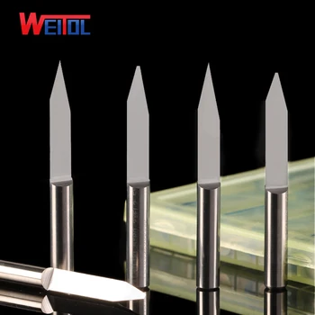 Weitol N serije 10pcs 42mm OVL 4 mm kolenom premera ravno dno graviranje bitov trdna karbida V obliko carving orodja za CNC usmerjevalnik bitov