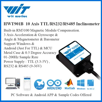 WitMotion HWT901B 10 Os Senzor Kota Inclinometer + Pospeška + Žiro + Magnetometer RM3100 + Barometer Za PC/Android/MCU
