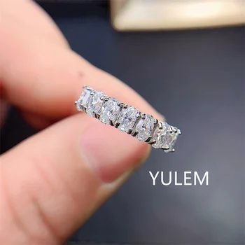 YULEM Minilo Diamond Testni Krog kot Nalašč Cut 3*5 MM 7PCS D Barvo VVS1 Moissanite Poročni Prstan Luksuzni 925 Sterling Srebrni Prstani
