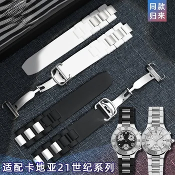 Za Cartier 21. Stoletja Postavljeno Usta Silikonski Watch Trak 20 * 10 mm Gledati Črno-Belo Watrproof Watch Verige