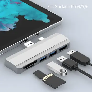 Za Microsoft Surface Pro 4/5/6 Priklopne Postaje USB 3.0 HUB 4K HDMI-združljivo Pomnilniško Kartico Bralec Adapter Expander Visoke Hitrosti