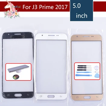 Za Samsung Galaxy J3 Prime J3 Pojavljajo 2017 J327 SM-J327P GT-J327, Zaslon na Dotik, Sprednji Steklena Plošča, TouchScreen LCD Zunanji