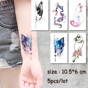 Začasni Tattoo Nalepke mačka živali nepremočljiva ponaredek Tatto Vodo Prenos flash Tattoo dekle, ženska, otrok majhnosti prodajajo v veliko