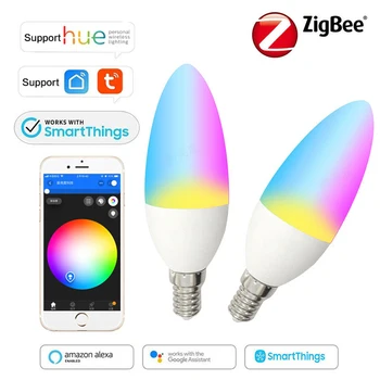 Zigbee Smart LED Žarnica 85-265V RGB+CW 5W možnost zatemnitve Lučka Barvita Dekoracija Žarnice Glasovni Nadzor dela z Alexa googlova Domača stran