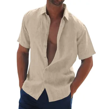 Znižuj Ovratnik Shirt za Moške Moški Priložnostne Solid Majica Kratek Rokav Gumb Formalno Kratek Rokav Vaja Perilo, Bombaž Dnevno Vrhovi