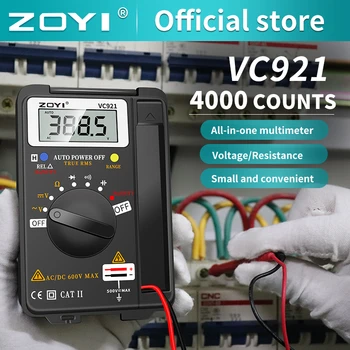 ZOYI VC921 Pocket Slog Digitalni Multimeter 4000 Šteje T-RMS Auto Obseg EBTN DC AC Voltmeter Ampermeter Kondenzator Ohm Hz NKV Tester