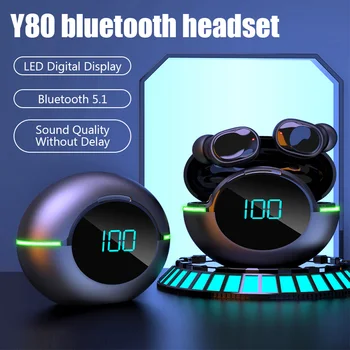 Zrak Y80 Brezžični Čepkov Bluetooth Slušalke zmanjšanje hrupa Preklic Šport Slušalke Z LED Mikrofon hifi igralec Slušalke