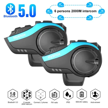 Čelada Slušalke Motocikel Bluetooth Interkom 5.0 DSP Univerzalno Nepremočljiva Zmanjšanje Hrupa 6 Rider Komunikacije, MP3, GPS 2000M